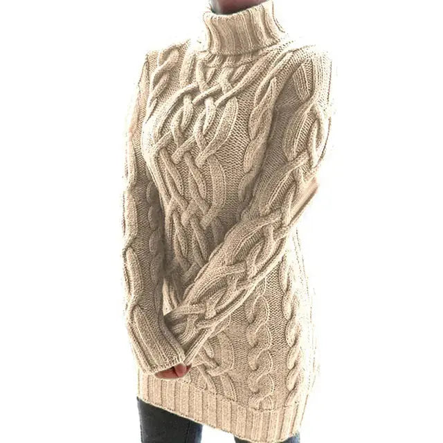Turtleneck Twist Knitted Sweater Dress GLR SHOPPING