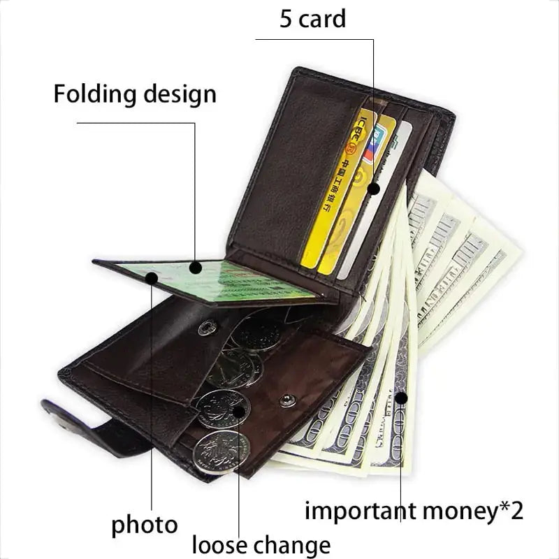 Men's Retro Woven Pattern Leather Wallet GLR SHOPPING