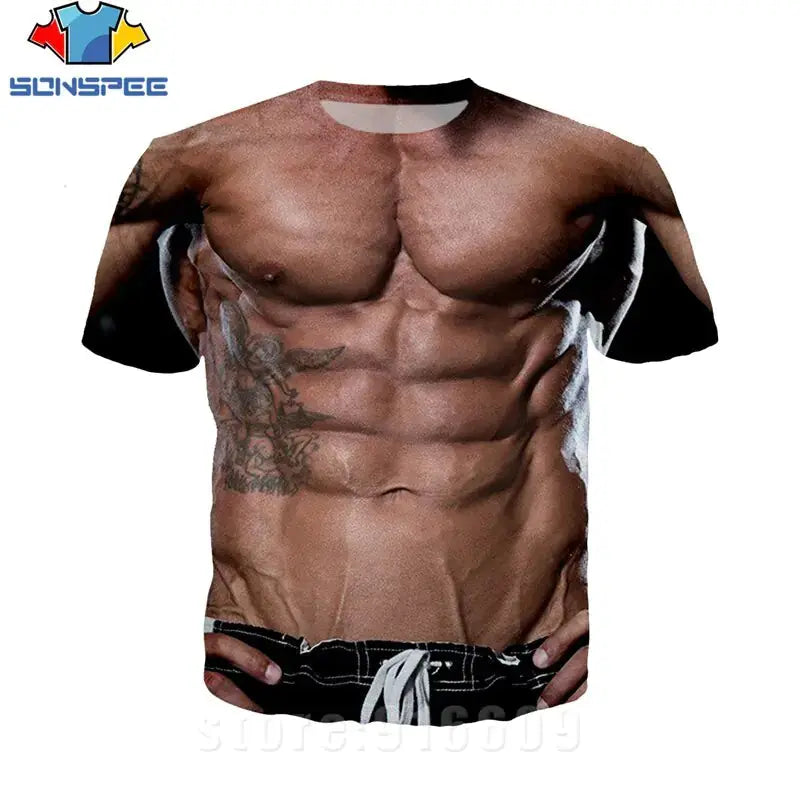 3D Printed Fake Muscle T-shirts GLR SHOPPING