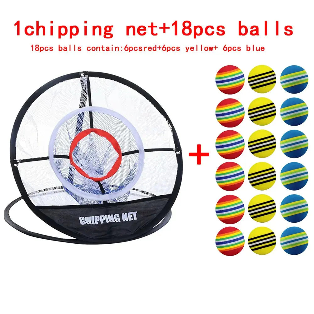 Golf Chipping Net Swing Trainer Indoor Outdoor Chipping Pitching Cages Mats Golf Practice Net Portable 18 pcs golf soft balls GLR SHOPPING