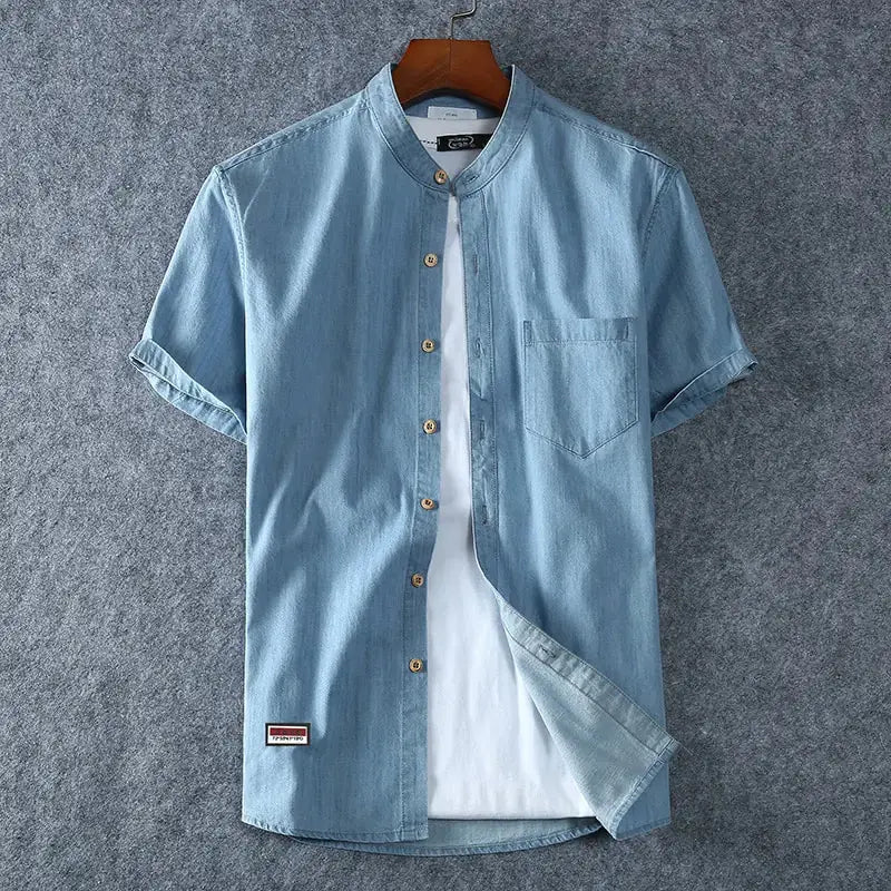 Plus Size Denim Shirt Men GLR SHOPPING