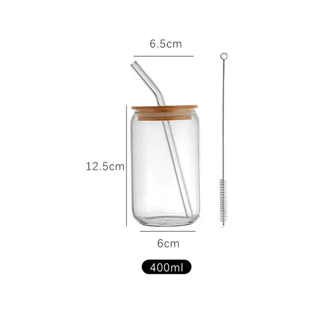 Aesthetic Glass Cup With Lid and Straw GLR SHOPPING
