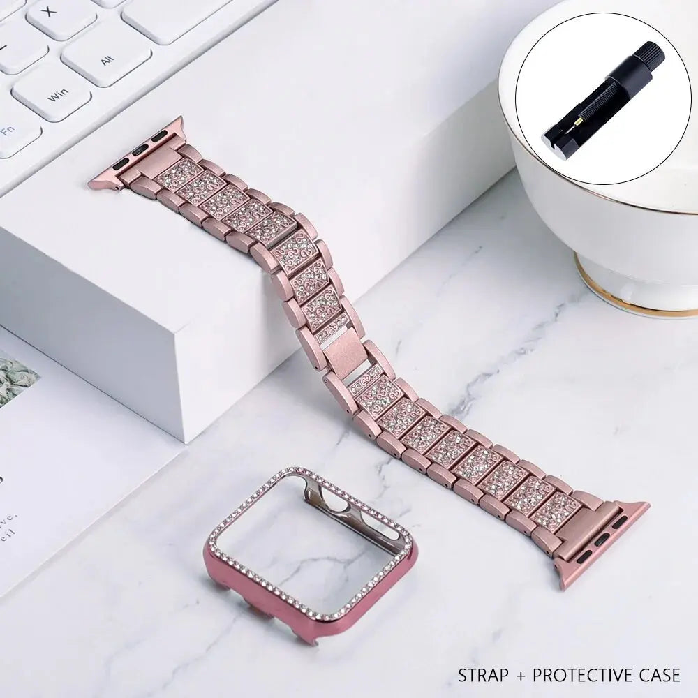 Band + Case Metal Strap For Apple Watches - GLR SHOPPING