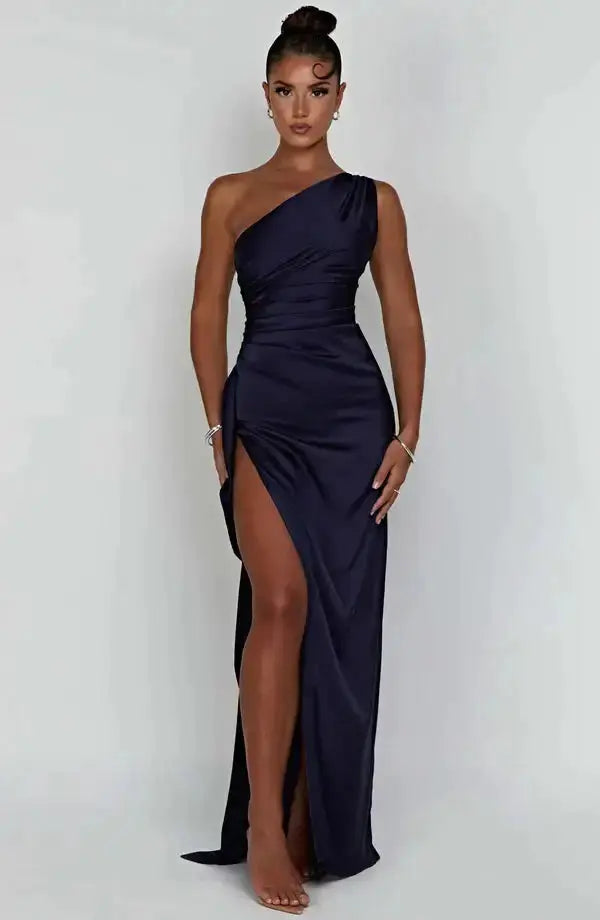 Satin One-Shoulder Sexy Prom Dresses GLR SHOPPING