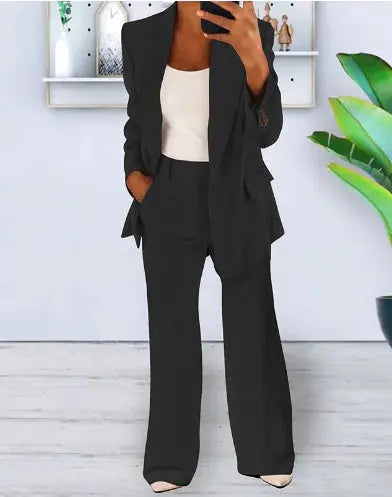 Solid Color Blazer Long Sleeve GLR SHOPPING