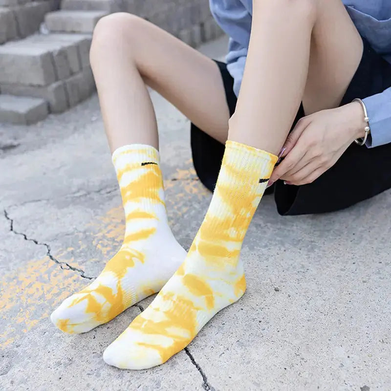 Women Tie-dye Middle Tube Socks GLR SHOPPING
