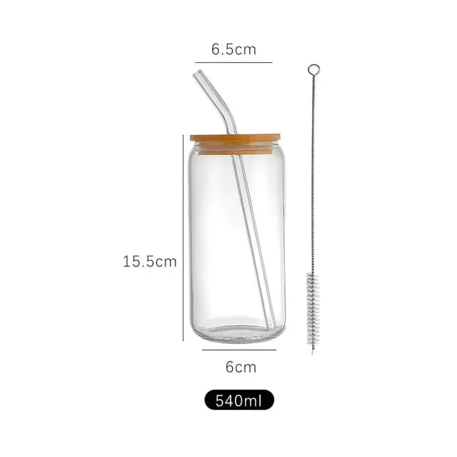 Aesthetic Glass Cup With Lid and Straw GLR SHOPPING