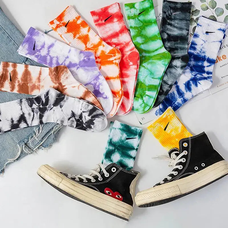Women Tie-dye Middle Tube Socks GLR SHOPPING