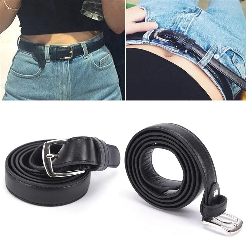 Women Black Leather Belt