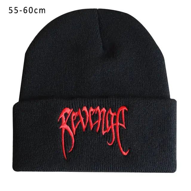 Autumn Winter Black Knitted Embroidery Hats GLR SHOPPING