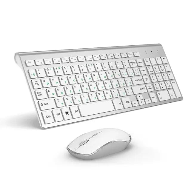 Wireless Ergonomic Thin Keyboard Mouse Set - GLR SHOPPING