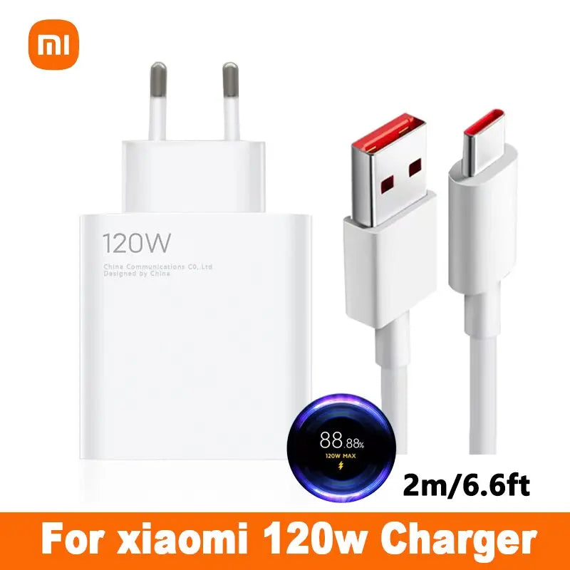 Xiaomi 120w Max Charger EU Original Fast Charge 6A Type C Data Cable For Xiaomi Mix 4 11T 12 12S 12T Pro Poco F4 GT Cell Phones - GLR SHOPPING