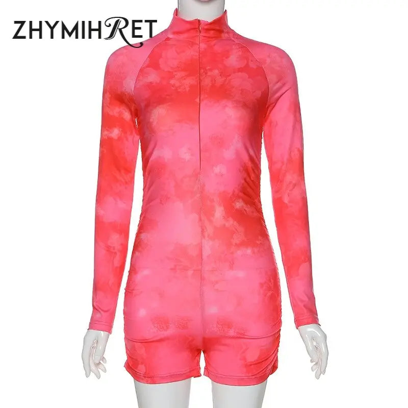 Sexy Tie Dye Ruched Bodysuit - GLR SHOPPING