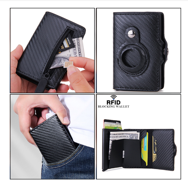 a man holding a wallet and a cell phone
