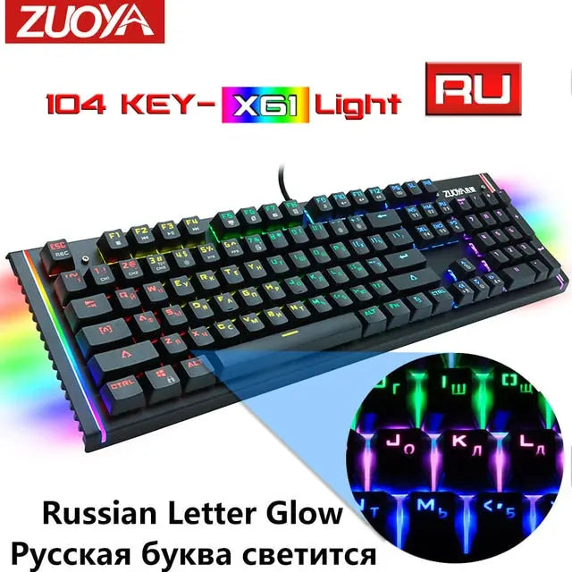 RGB Mix Backlit Wired Gaming Mechanical Keyboard - GLR SHOPPING