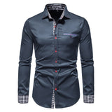 Plaid Patchwork Formal Shirts for Men