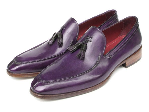 Paul Parkman Men's Tassel Loafer Purple Hand Painted Leather
