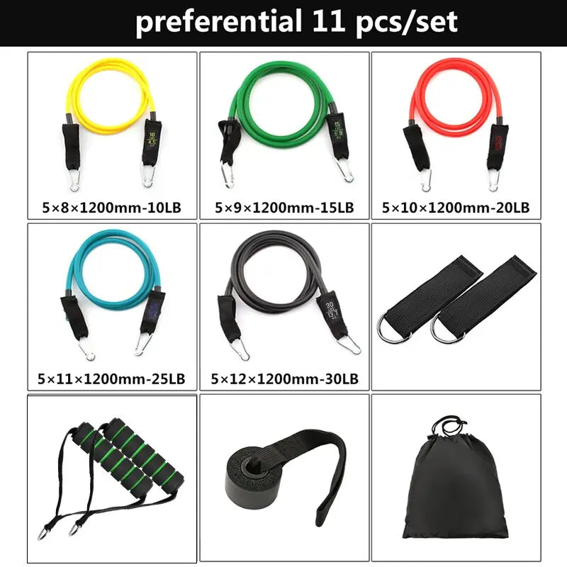 Fitness Resistance Band Tubes Gym Muscle Stretch Training Yoga Pull Rope Home Pilates Relax Exercise Rubber Tensile Expander - GLR SHOPPING