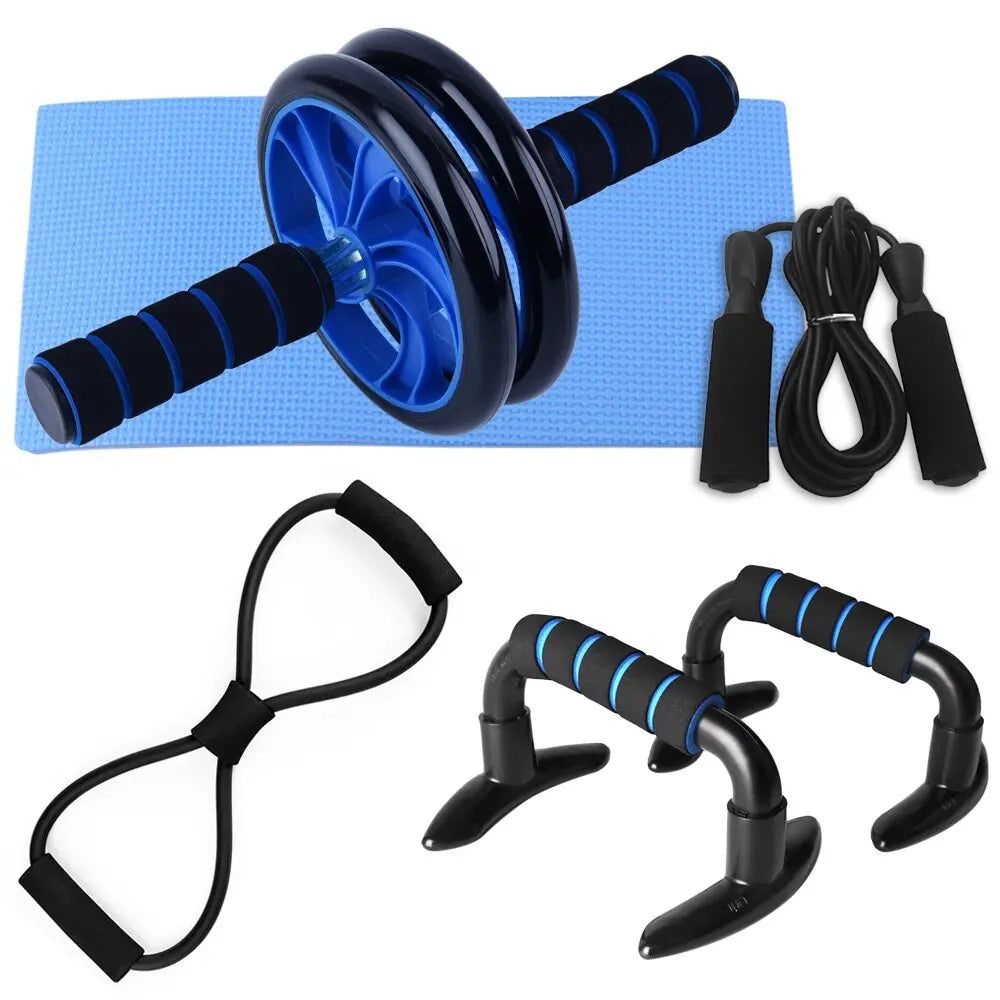 Muscle Exercise Equipment Abdominal Press Wheel Roller Home Fitness Equipment Gym Roller Trainer with Push UP Bar Jump Rope - GLR SHOPPING