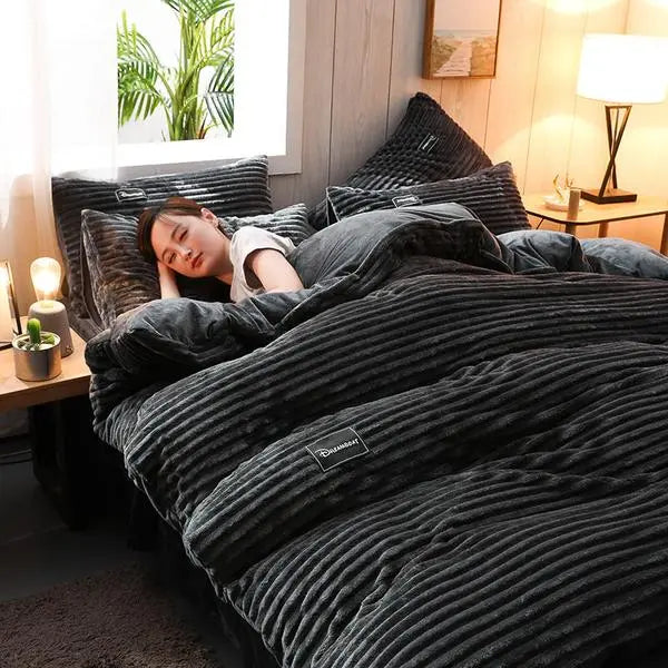 Thicken Corduroy Velvet Bedding Set - GLR SHOPPING