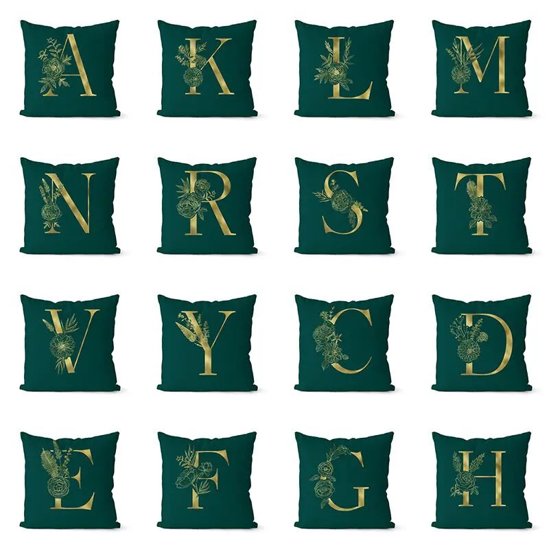 Green Pillowcase Gold Letters - GLR SHOPPING
