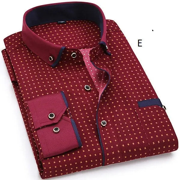 Men Fashion Casual Long Sleeved Printed shirt - GLR SHOPPING