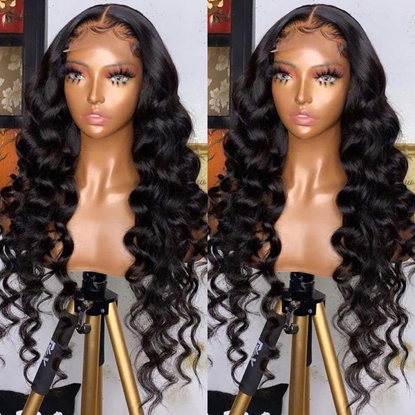 180% Density Full 4x4 Transparent Lace Front Loose Wave Human Hair Wig