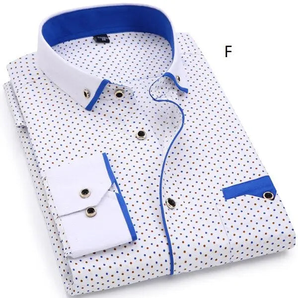 Men Fashion Casual Long Sleeved Printed shirt - GLR SHOPPING