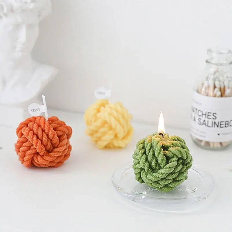Creative Handmade Wool Ball Candle - GLR SHOPPING