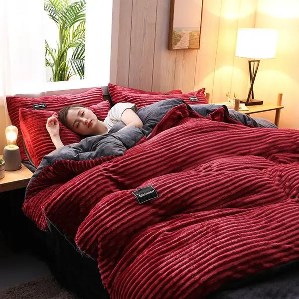 Thicken Corduroy Velvet Bedding Set - GLR SHOPPING