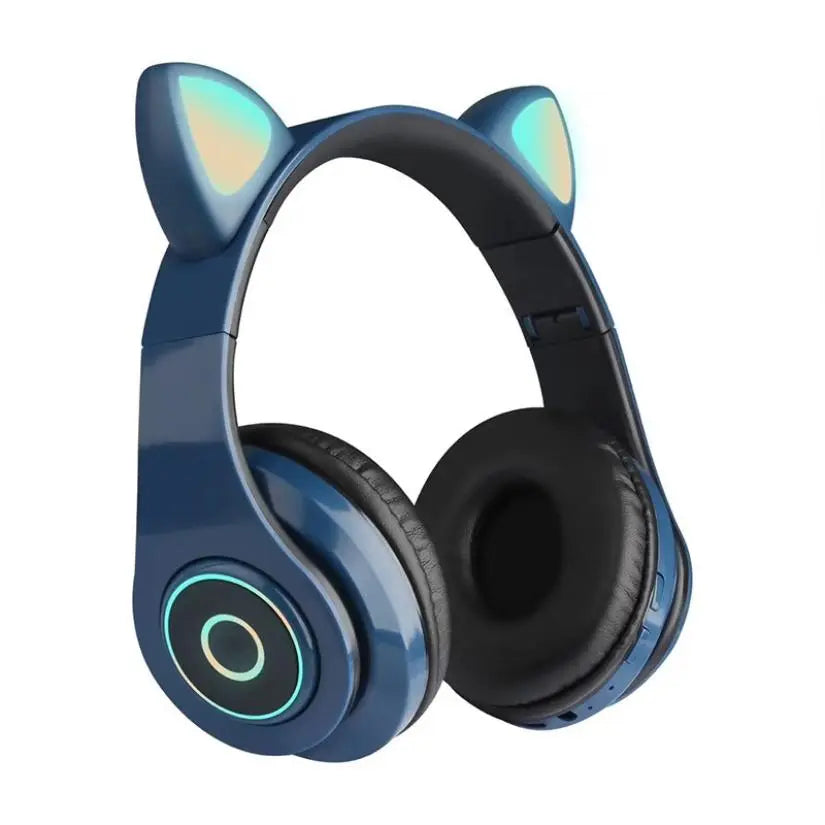 New Arrival LED Cat Ear Noise Cancelling Headphones Bluetooth 5.0 Young People Kids Headset Support TF Card 3.5mm Plug with Mic - GLR SHOPPING