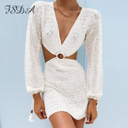 Knitted V Neck Dress - GLR SHOPPING