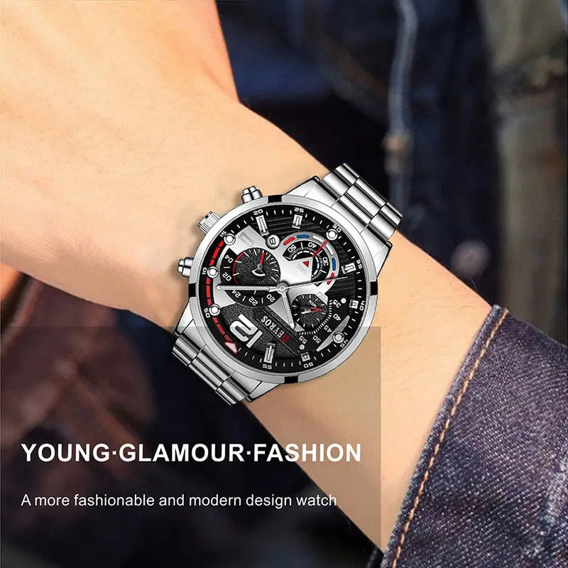 Luxury Mens Watches Male Gold Bracelet Stainless Steel Quartz Calendar Watch For Men Business Luminous Clock relogio masculino - GLR SHOPPING