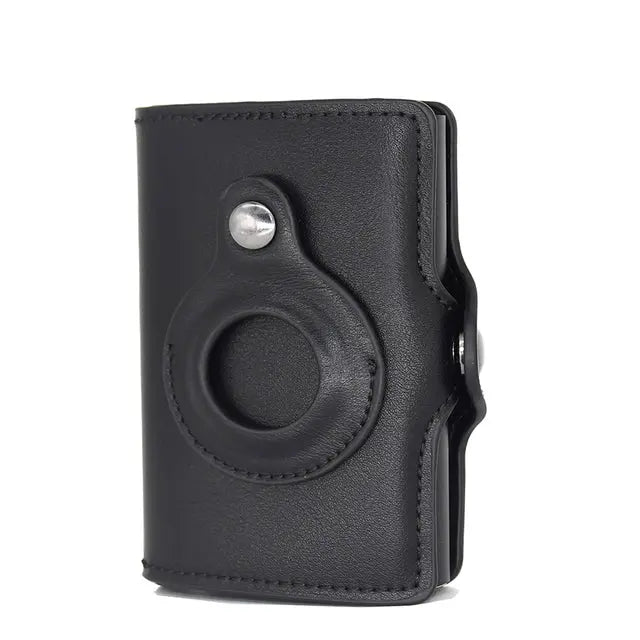 a black leather case for a camera