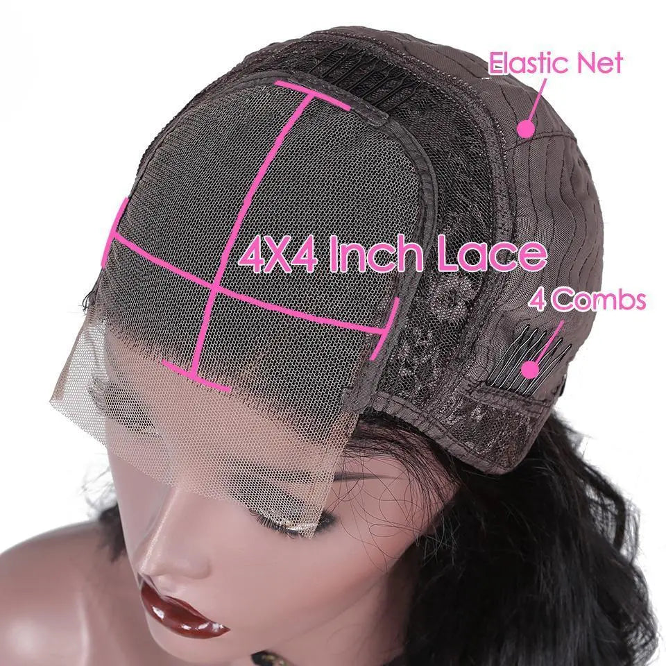 180% Density Full 4x4 Transparent Lace Front Loose Wave Human Hair Wig - GLR SHOPPING