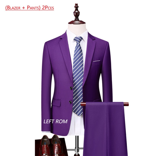 Pure Color Men's Business Suit