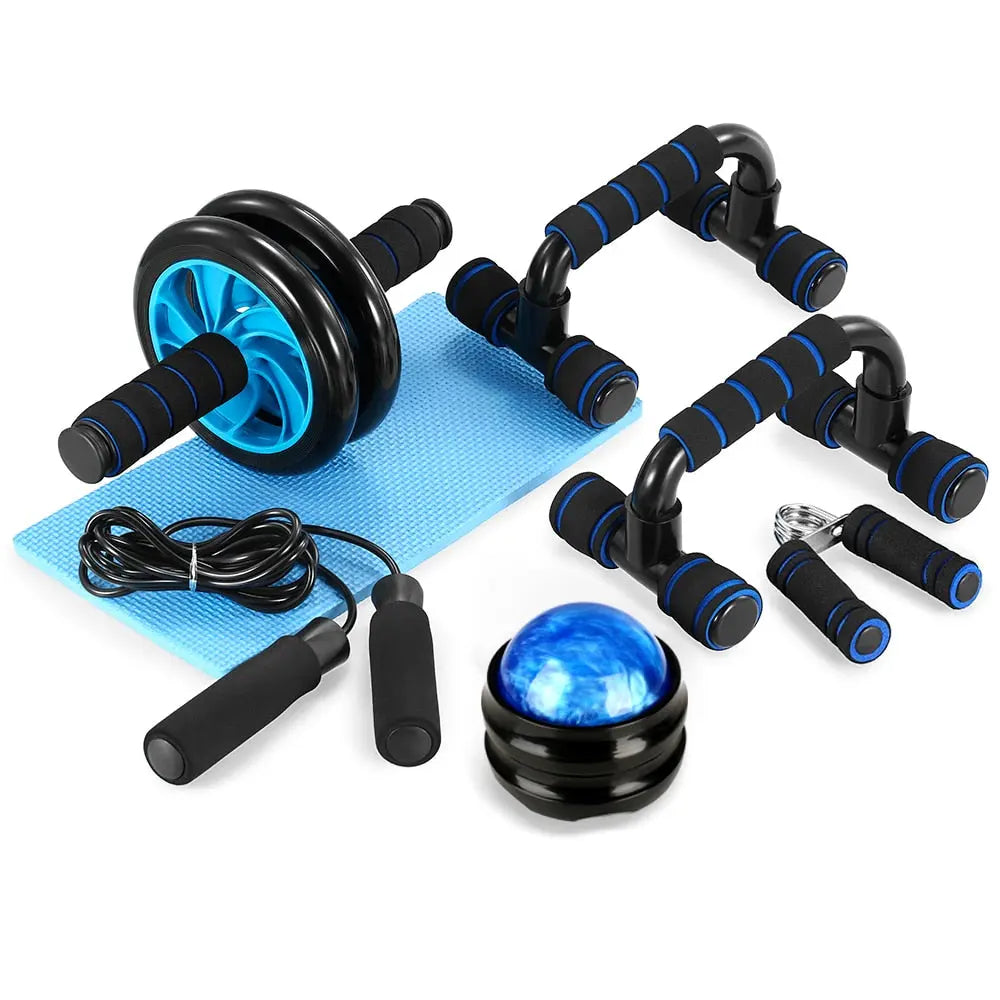 Muscle Exercise Equipment Abdominal Press Wheel Roller Home Fitness Equipment Gym Roller Trainer with Push UP Bar Jump Rope - GLR SHOPPING