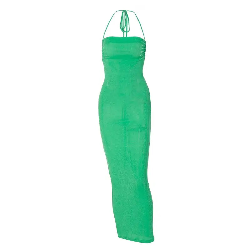 Open Back Slim Cami Strap Long Dresses - GLR SHOPPING
