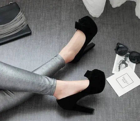 Bowtie Slip On High Heel Pumps - GLR SHOPPING