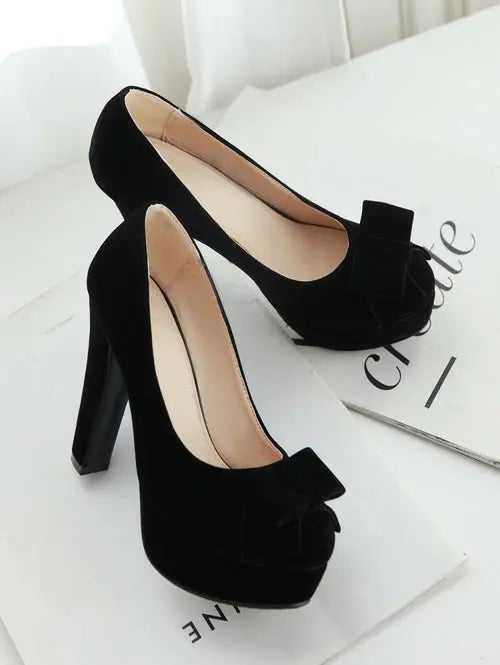 Bowtie Slip On High Heel Pumps - GLR SHOPPING