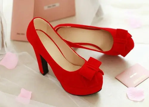 Bowtie Slip On High Heel Pumps - GLR SHOPPING
