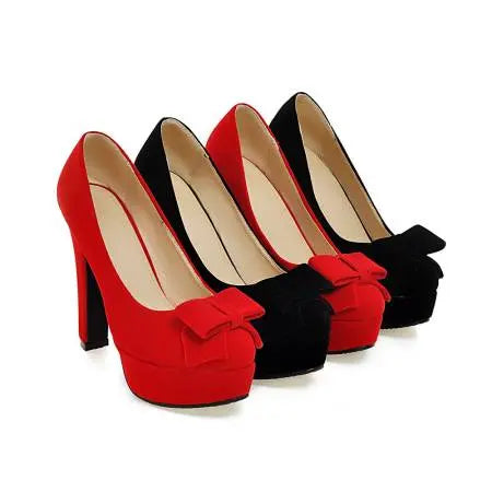 Bowtie Slip On High Heel Pumps - GLR SHOPPING