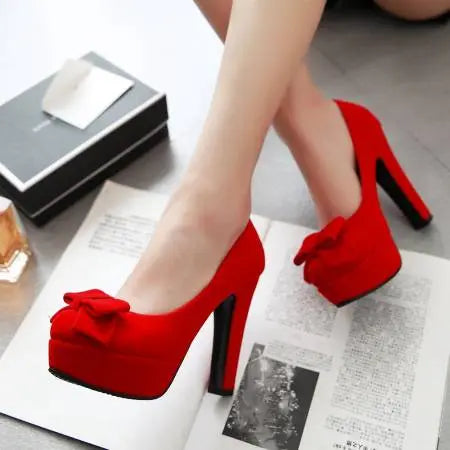 Bowtie Slip On High Heel Pumps - GLR SHOPPING