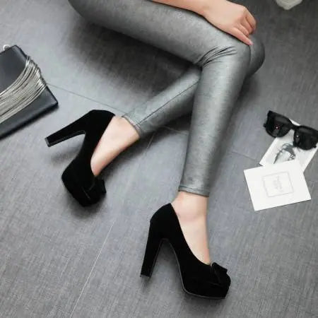Bowtie Slip On High Heel Pumps - GLR SHOPPING