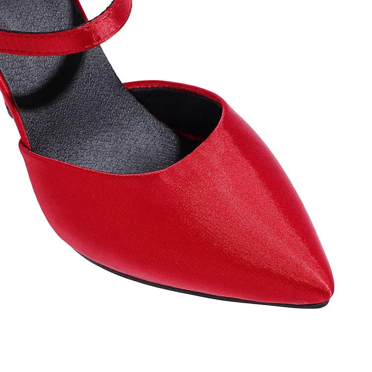 Pointed Toe Buckle Strap Thin High Heels Solid Women Fashion Pumps - GLR SHOPPING