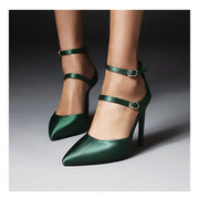 Pointed Toe Buckle Strap Thin High Heels Solid Women Fashion Pumps - GLR SHOPPING