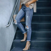Woman Ripped Streetwear Casual High Waist Black Skinny Vintage Pants - GLR SHOPPING