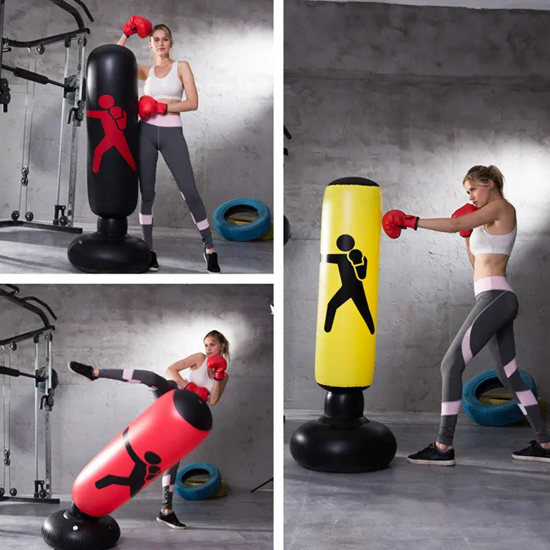 Fitness Tool Inflatable Boxing Punching Bag Stress Training Fitness Vertical  Boxing Bag PVC Thickening Boxing Pillar Tumbler - GLR SHOPPING