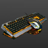 USB Wired Metal Ergonomic Backlight Mechanical Feel Gaming Keyboard Mouse Set with Aluminium Alloy Panel