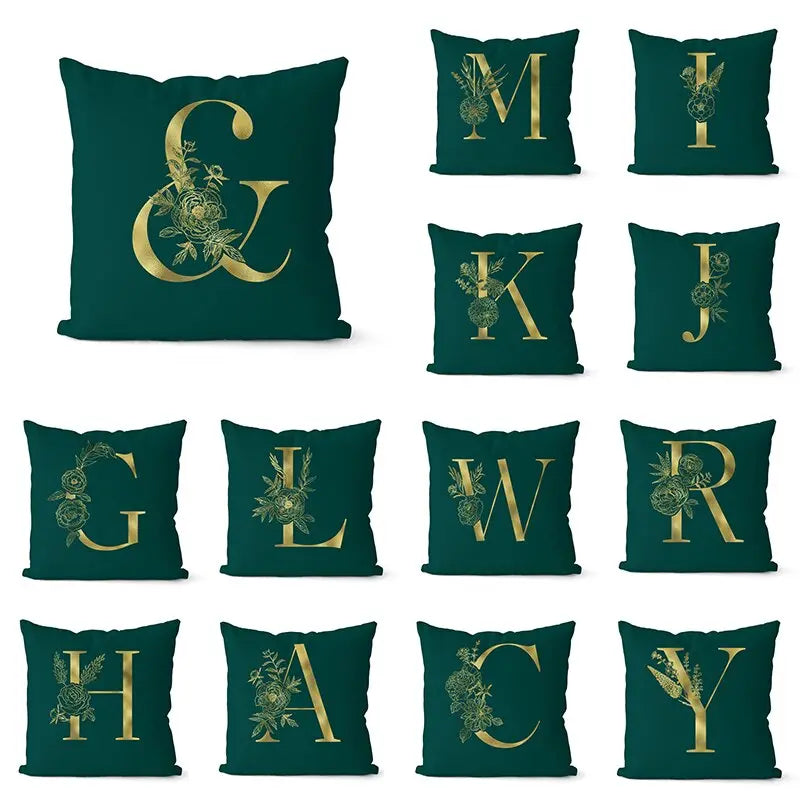 Green Pillowcase Gold Letters - GLR SHOPPING